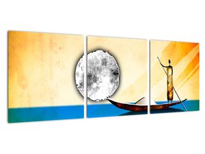 Převozník na lodi - obraz