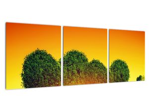 Zelené srdce se zapadajícím sluncem