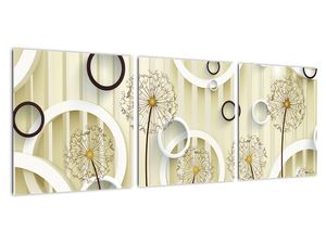 Květy na pruhovaném pozadí - moderní obraz