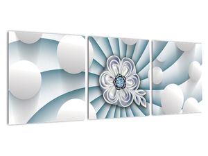 Abstraktní obraz s bílými koulemi