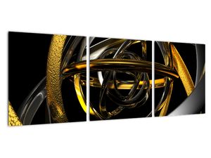 Moderní obraz - zlaté a stříbrné obruče