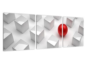 Obraz červené koule mezi kostkami