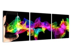 Barevný obraz s mobilním telefonem